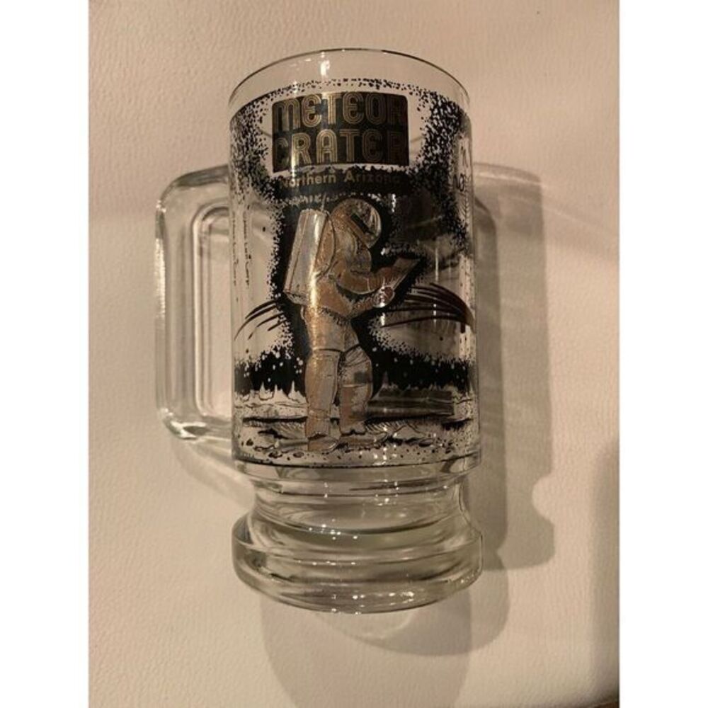 Meteor Crater Clear Glass Black/Gold Mug W Handle 5.5 inches By Mac Lin Corp